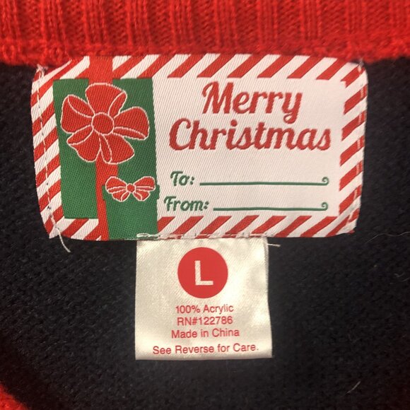 Ugly Christmas Sweater Cardigan snowflakes L - Picture 7 of 8